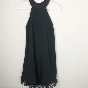 LULU’S | Lace Trim Solid Black Dress High Neck Sleeveless Women’s Size X-Large